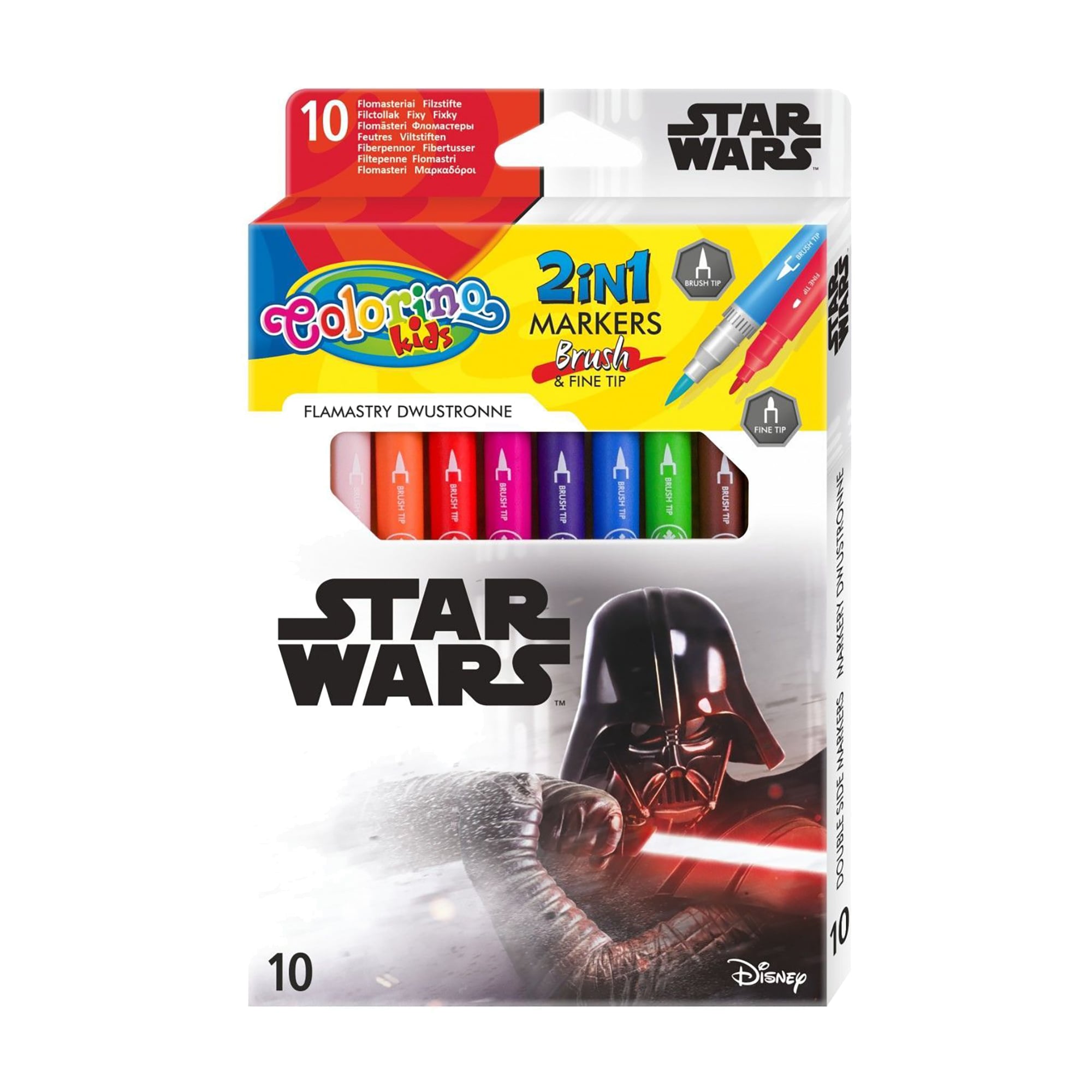 Набір двосторонніх кольорових фломастерів Colorino Kids Star Wars, 10 кольорів, від 3 років (89502PTR)